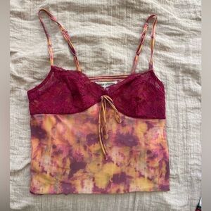 Urban Outfitters Pink and Orange Lace Top